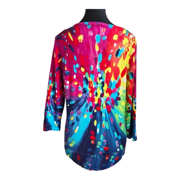 Elena Wang Vibrant Multicolor Women's Crew Neck Sweater  Size Med - Picture 2 of 4